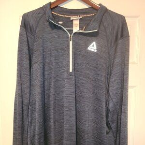 Reebok Men's Quarter Zip Pullover, Blue Wing Teal Heather, 2XL, 100% Polyester